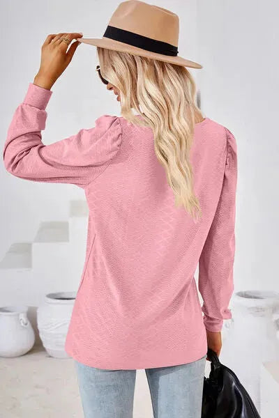 Square Neck Puff Sleeve T-Shirt Women's T-Shirts - Tophatter Daily Deals